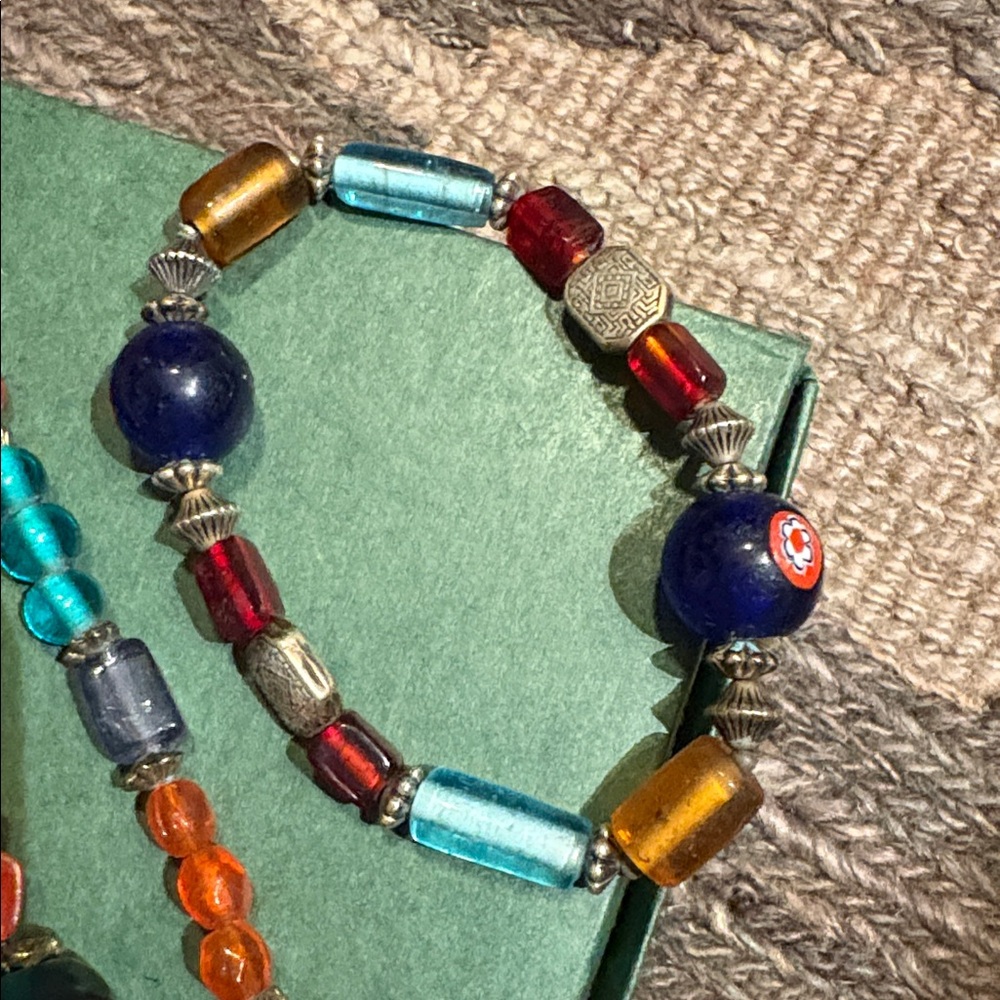 Multicolor Glass Bead Necklace & Bracelet Set - Vibrant Boho Style - Picture 2 of 4